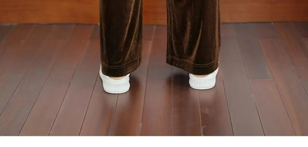 OLrain Velvet Drawstring Baggy Sweatpant Woman 2026 Autumn Casual Retro High Waist Wide Leg Long Pants Women Trousers M56QK85138