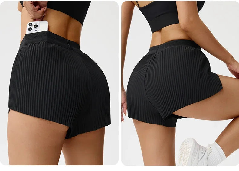 Breathable Fitness Shorts Women's Summer Cooling Tennis Yoga Pants Hidden Pocket Quick-drying Sports Fitness Shorts