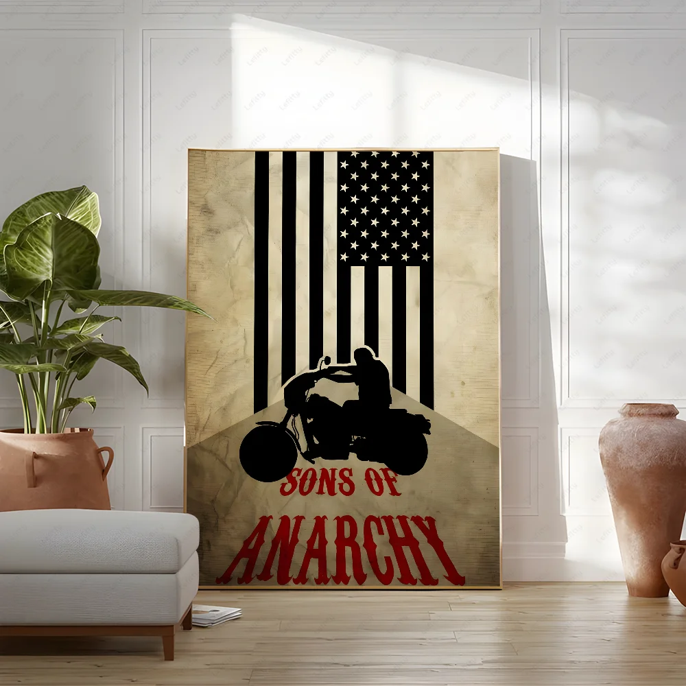 S-Sons Of A-Anarchy Crime Movie Poster Sticky Wall Art Printing Waterproof Home Living Bed Room Bar Hallway Aesthetic Decor