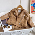 Spring Girls Pu Leather Jackets Autumn Kids Zipper Trends Short Coats Children Handsome Outerwear Baby Classics Clothes 2-8 Year