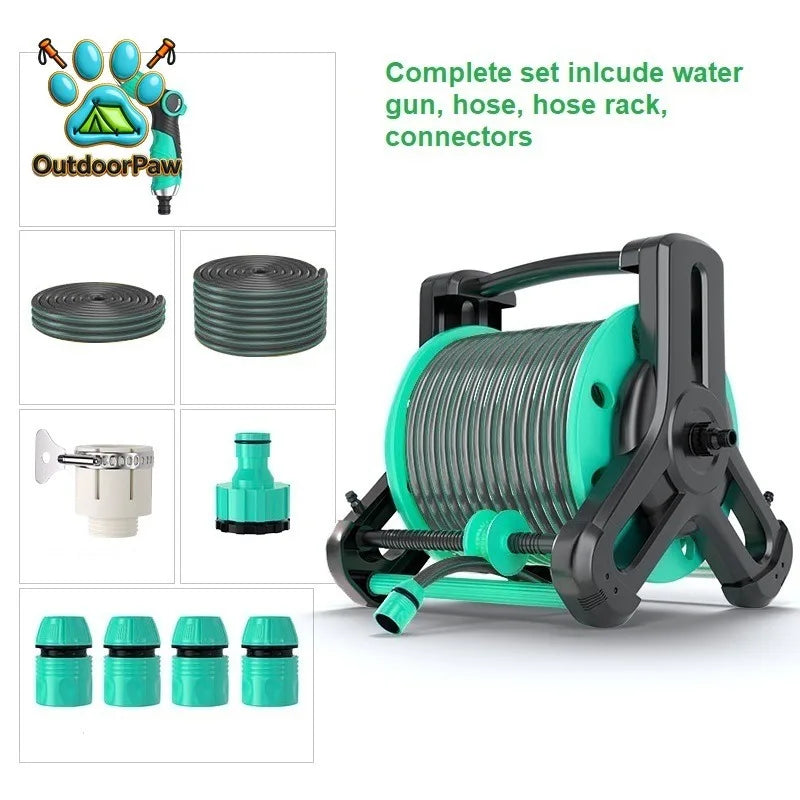 High Quality Mint Blue 20m 30m 40m Portable Plastic Water Hose Reel Garden Hose Reel Cart with Water