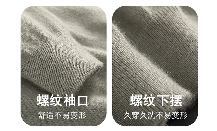 Autumn/Winter Men's 100% Cashmere Pullover Business Casual Solid Knitted Sweater Loose POLO Collar Tops Basic Thick Warm Jumper