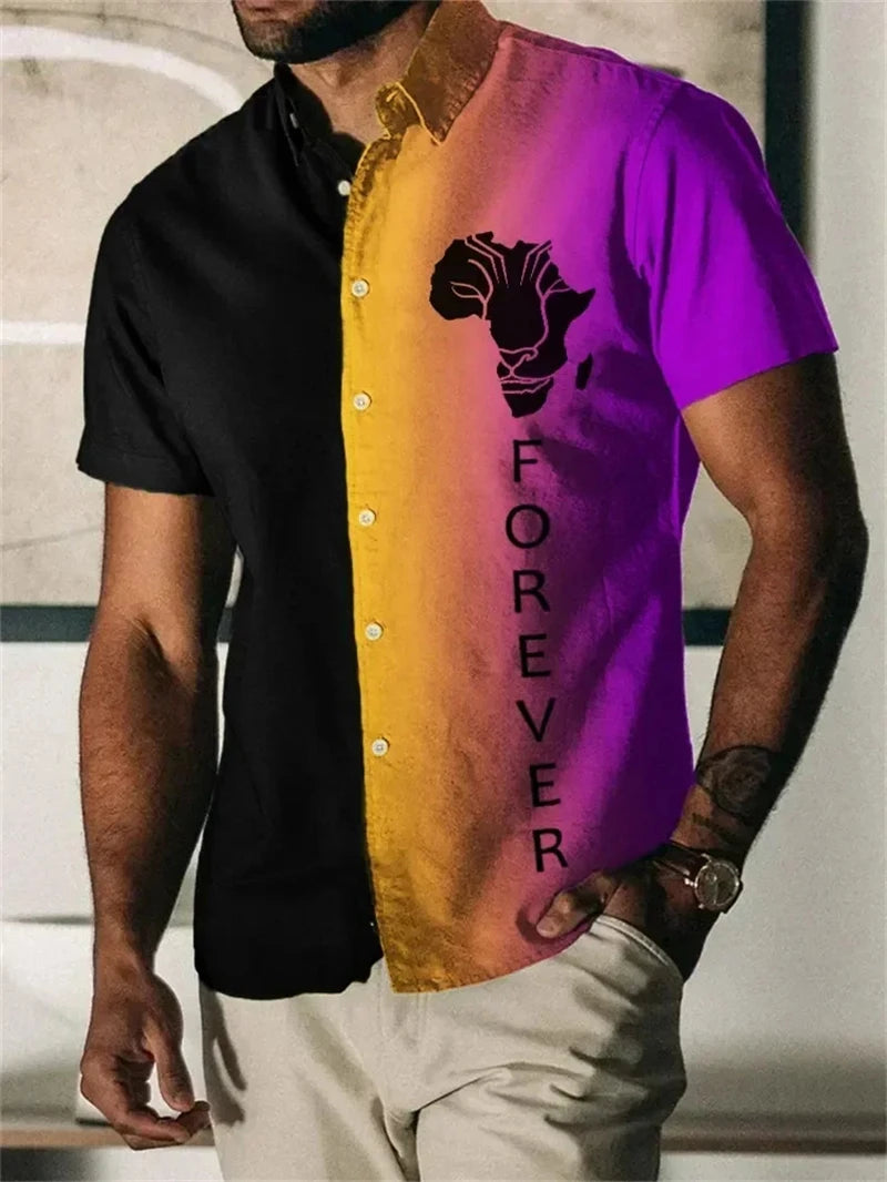 Rainbow 3D Printed Shirt Man/Women High Quality Casual Fashion Short Sleeves Shirts Button Lapel Tops Summer Blouse Clothing