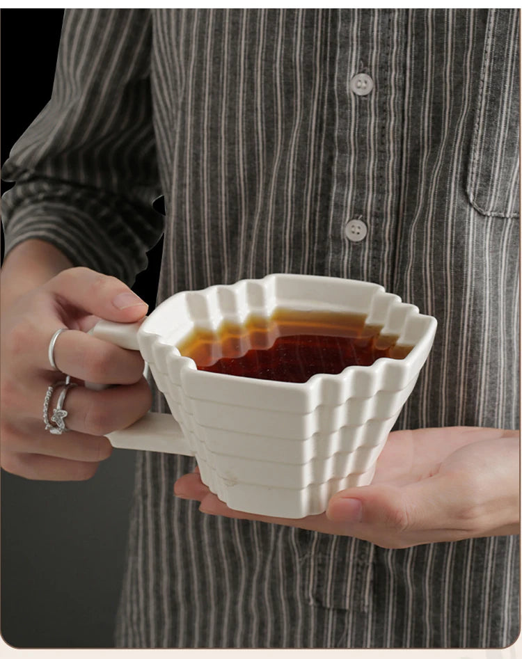 Ceramic Cups creative and individual solid colors, High-end underglaze color,Pixelated Mugs High appearance level drinkware Cup