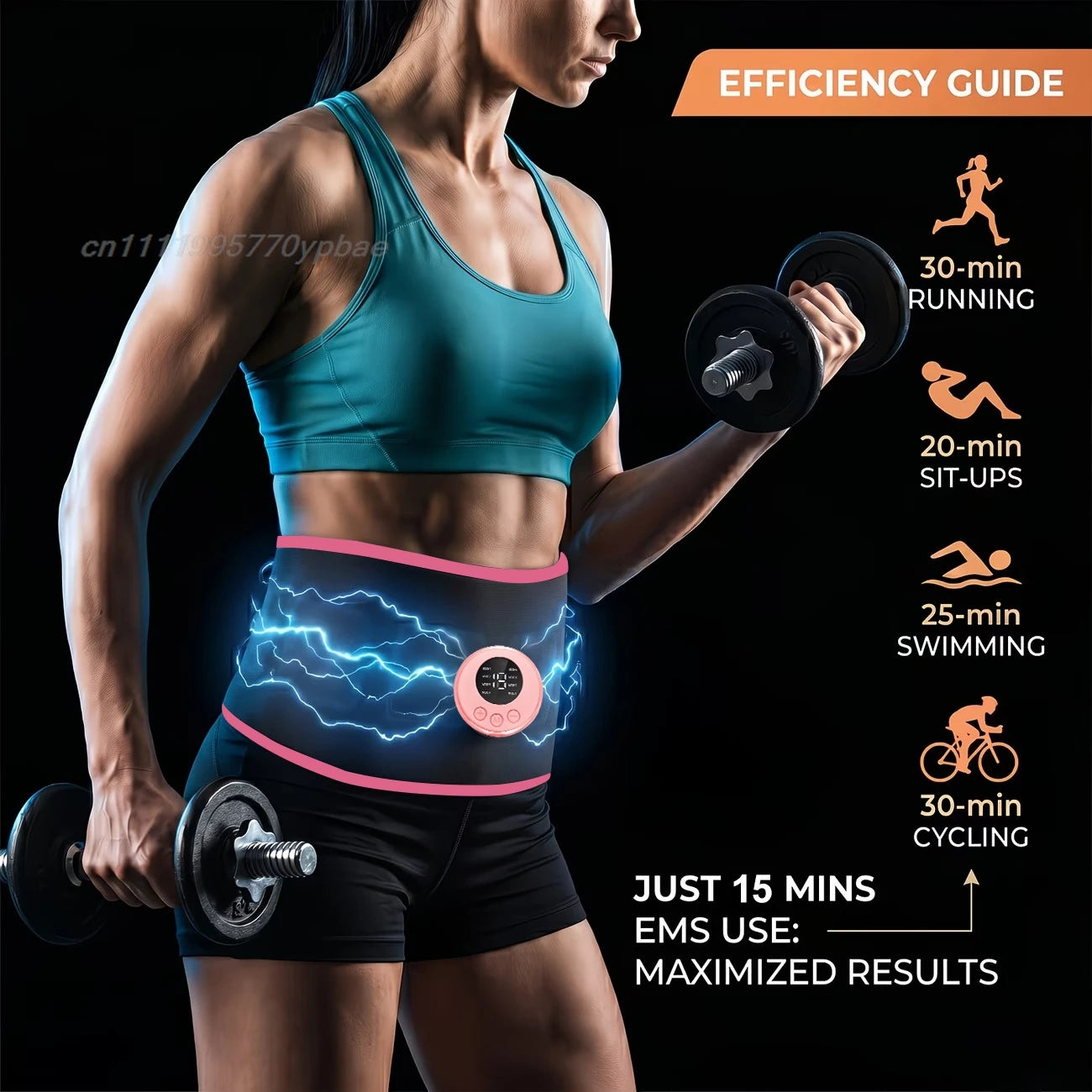 Smart EMS Gel-Free Abdominal Slimming Belt Muscle Stimulator Waist Trainer Hip Lift Fitness Workout Home Gym Equipment
