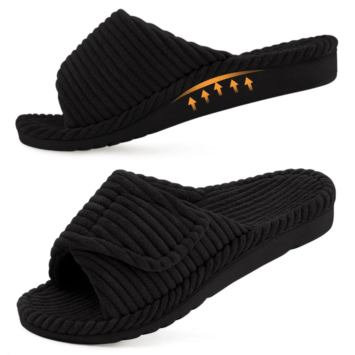 Bebealy Women's Orthopedic Slippers Winter Adjustable Memory Foam Slippers With Arch Support Lady Open Toe Bedroom Houes Slipper
