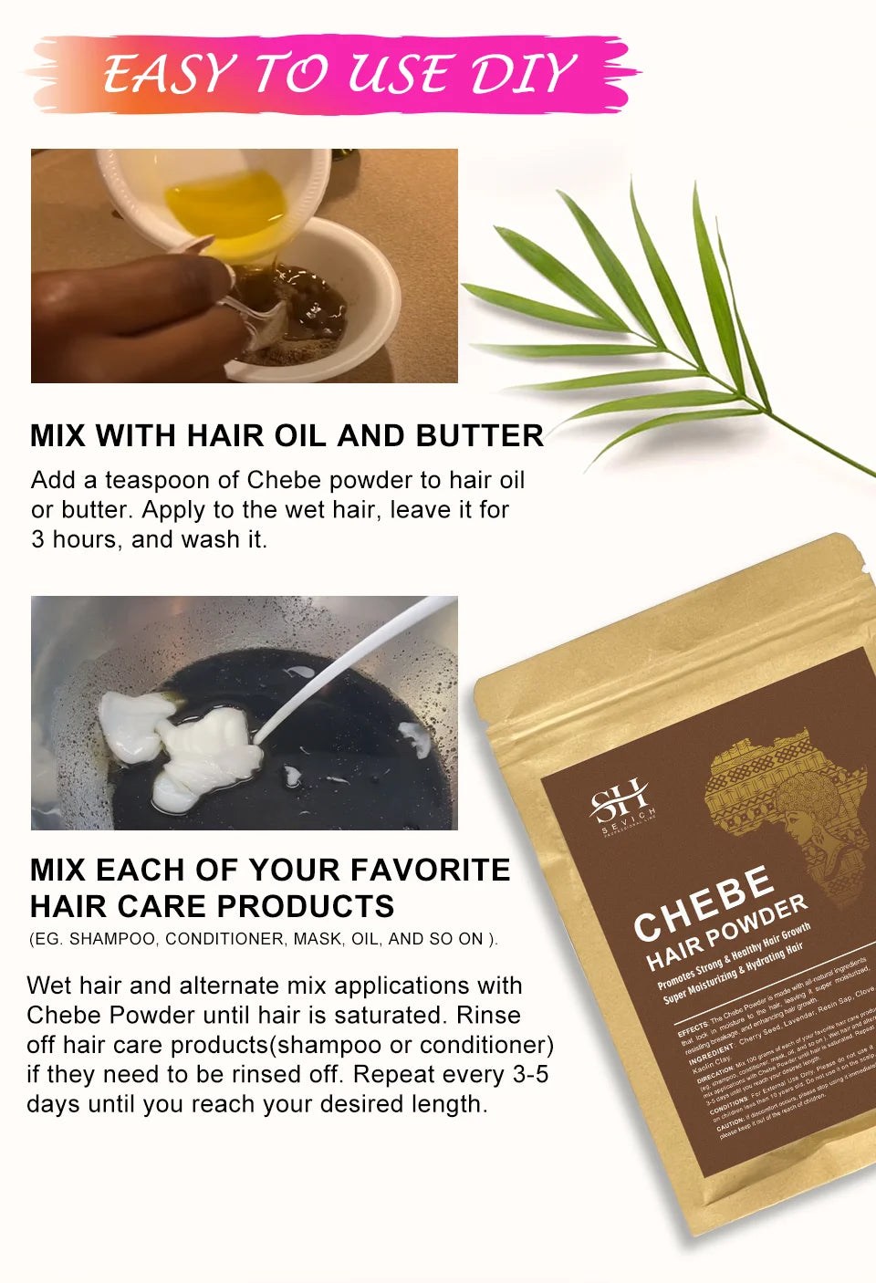 100% Natural Chad Chebe Powder Africa Super Fast Hair Regrowth Anti Hair Break Local Ingredient With Modern Craftsmanship Sevich