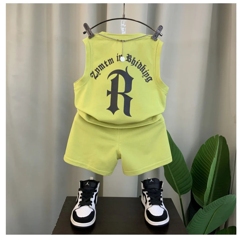 Children's Summer Clothing Set 2026 New Fashionable Boys and Babies Sleeveless T-shirt Shorts 2-Piece Girls' Casual Sports Set