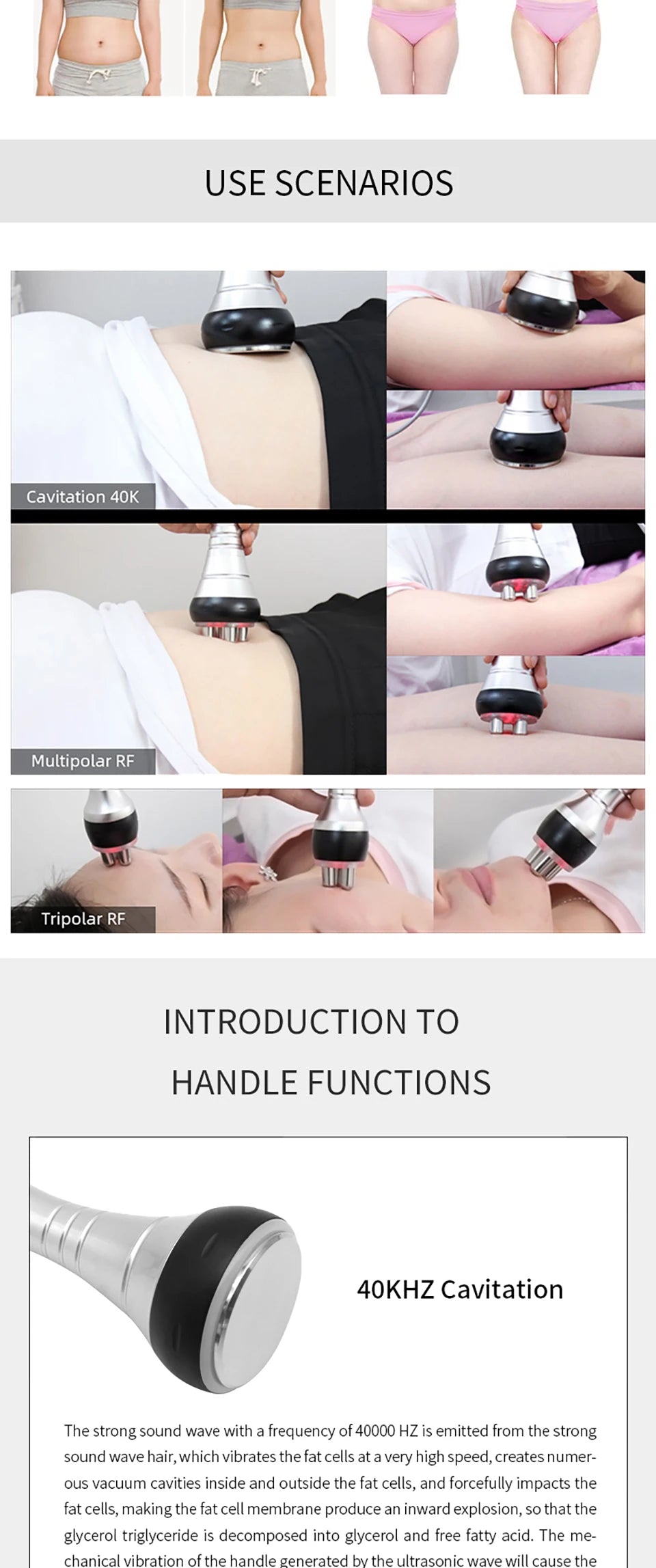 3in1 40K Cavitation RF Ultrasonic Body Slimming Machine  Beauty Device Facial Massager Care Tool Skin Tighten Face Lifting Skin