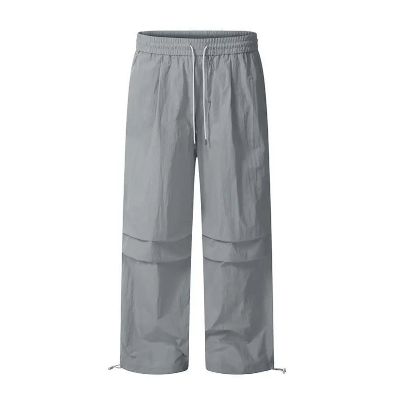 Women's Brown Parachute Pants 2026 Summer New Loose Straight Wide Leg Trousers Casual Quick Dry Cargo Pants Streetwear