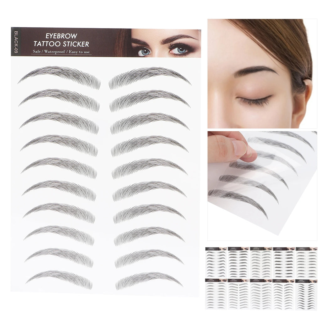 Long Lasting Eyebrow Transfers Sticker Household Portable Waterproof Safe Women Black Eyebrow Tattoo Sticker Makeup Tools