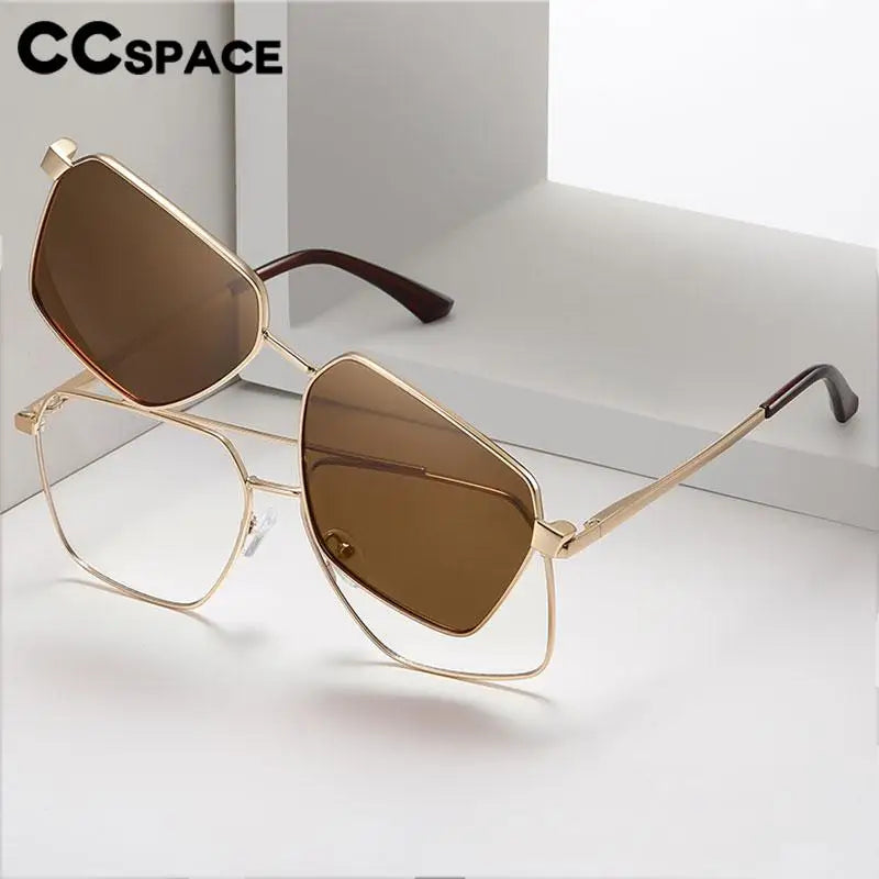 R57638 Polarized Clip Metal Spectacle Frame Casual Spring Hinge Presbyopia Eyeglasses Customizable Prescription Eyeglass
