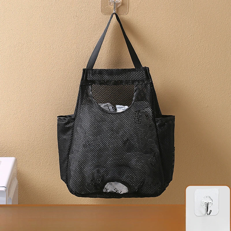 Kitchen Wall Mounted Garbage Bag Storage Bag, Hanging Plastic Bag Organizer With Hooks