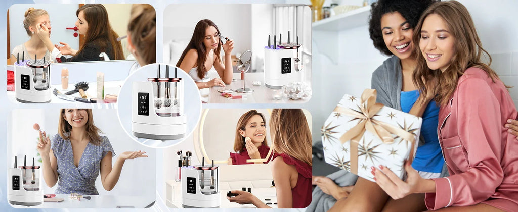 3 IN 1 Electric Makeup Brush Cleaner Machine with Makeup Brush Dryer for All Size Beauty Makeup Brush Cosmetic Tools Fast Drying