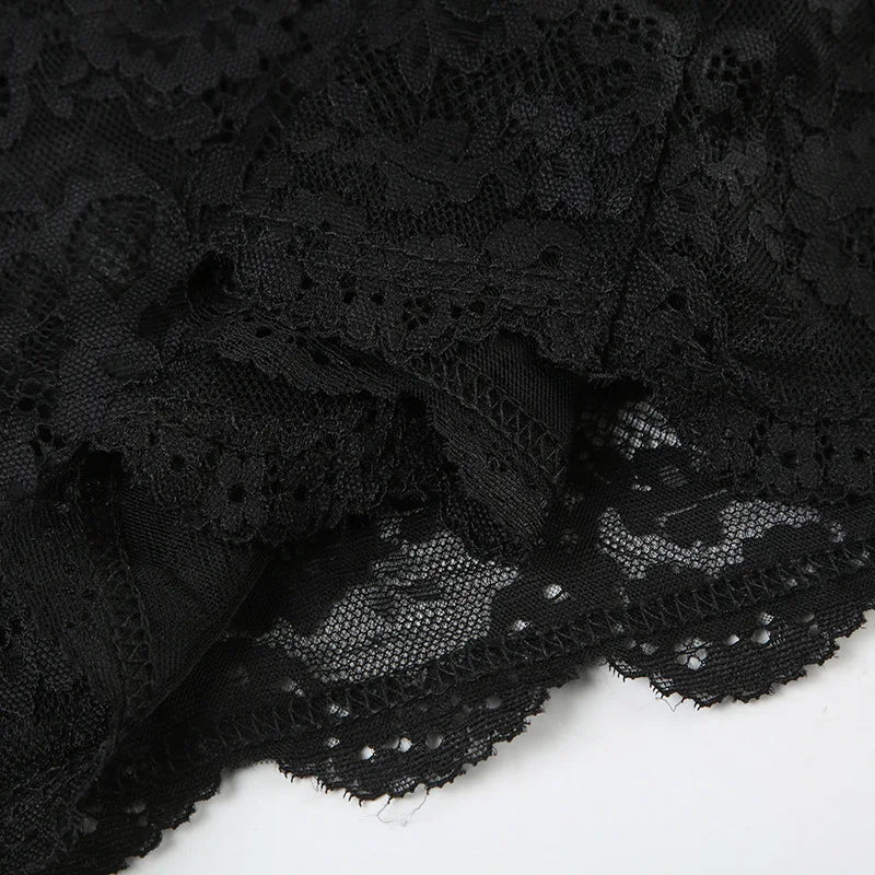 Shestyle Lace Transparent Mini Dress Sexy Women Wrapping Spaghetti Embroidery Flower Sheath Nightwear Club Mesh Wave Fantacy