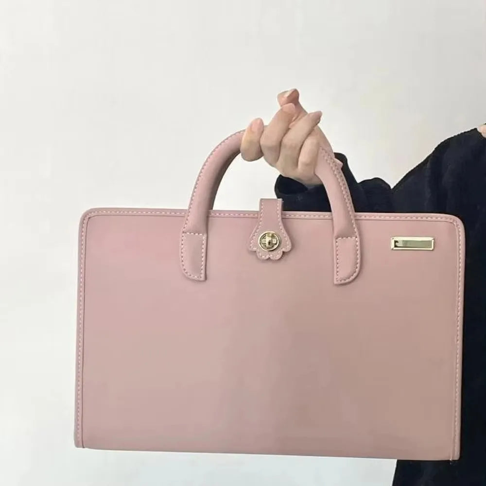 Laptop Handbag Pink Laptop Bag PU Fashion Laptop Sleeve Breathable Top-Handle Computer Protective Case for Girl