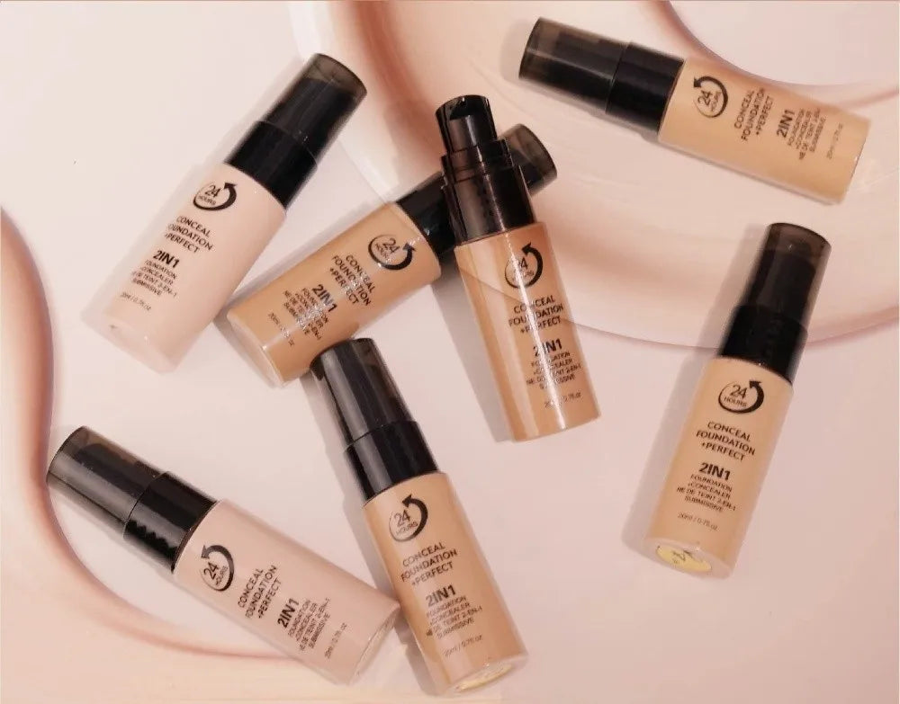 New Waterproof Liquid Foundation Matte Oil-Control Face Foundation Cream Natural Creamy Texture Foundation Concealer Cream