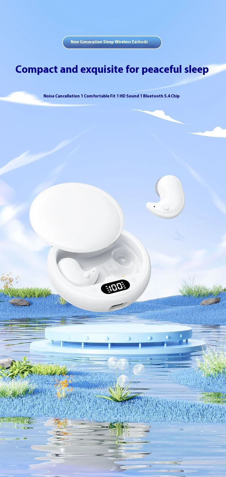 Lenovo Bluetooth Wireless Earphones Small Earbuds Sleeping Sport Invisible Headphones Bass Sound Quality Headset Sliding Cover