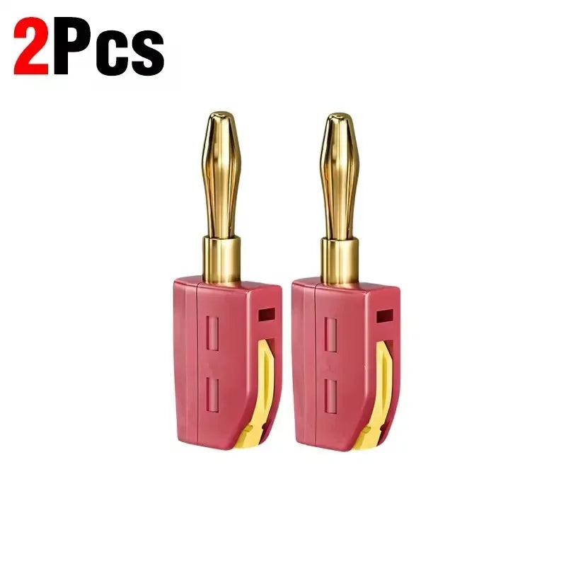 1/2/4Pcs 4mm Banana Plug High Current Quick Connect Gold-Plated Banana Connector 32A Red&Black No Solder Wire Connectors