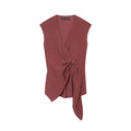 BSAY 2026 Women's Two Piece Set V-Neck Sleeveless Wrap Top With Bow Tie Elastic Waist Wide Leg Pants Elegant Solid Color Outfit