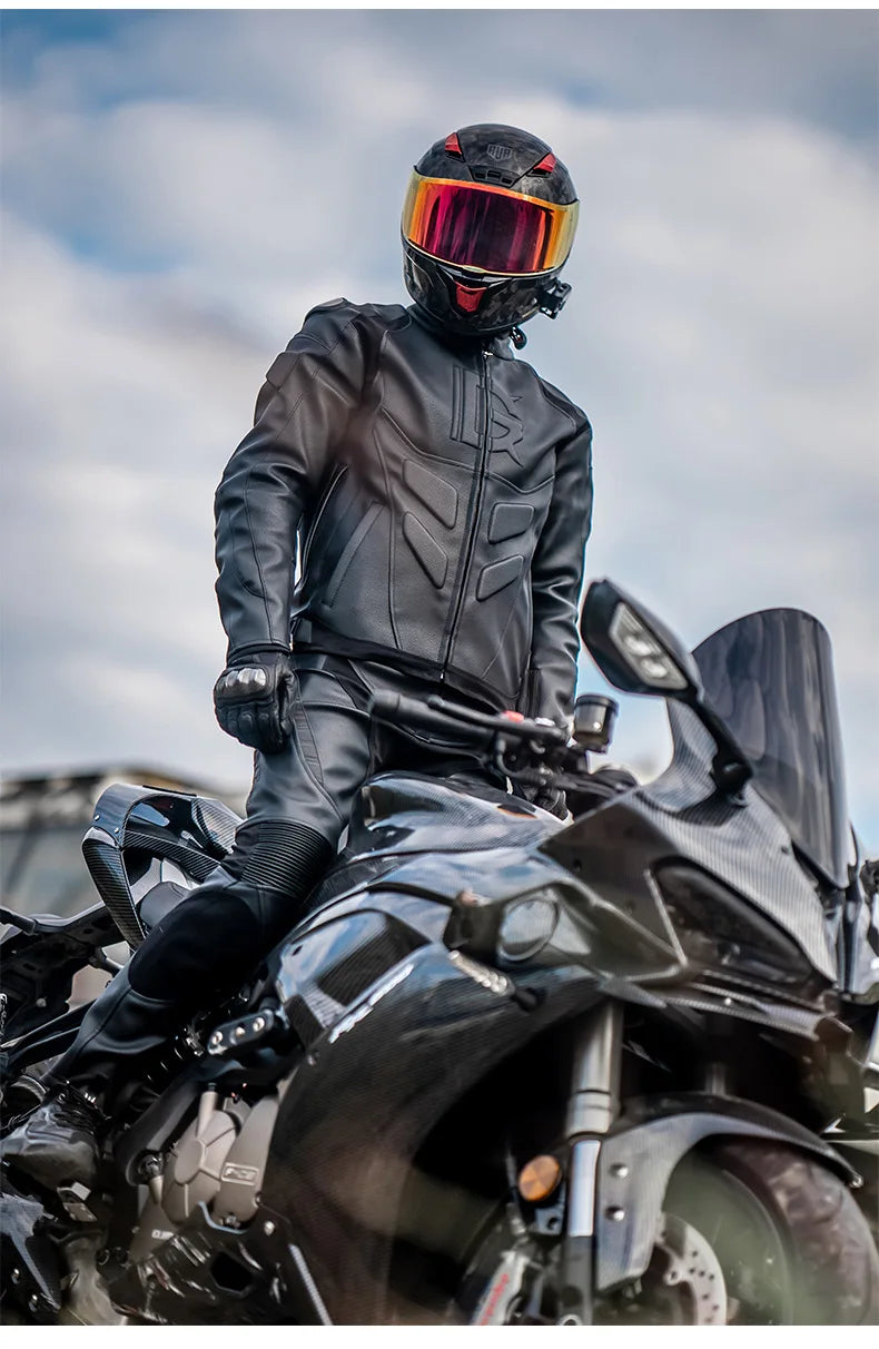 GHOST RACING Winter Motorcycle Jacket Leather Chaqueta Moto Men Waterproof Moto Suit Motorbike Riding Jacket Motocross Jacket