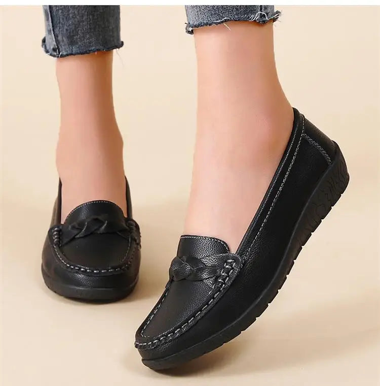 Genuine Leather Fashion Women Flats Outdoor Ballet Flats Moccasins Women's Shoes Retro Women Shoe Oxford Plus Size Zapatos Mujer