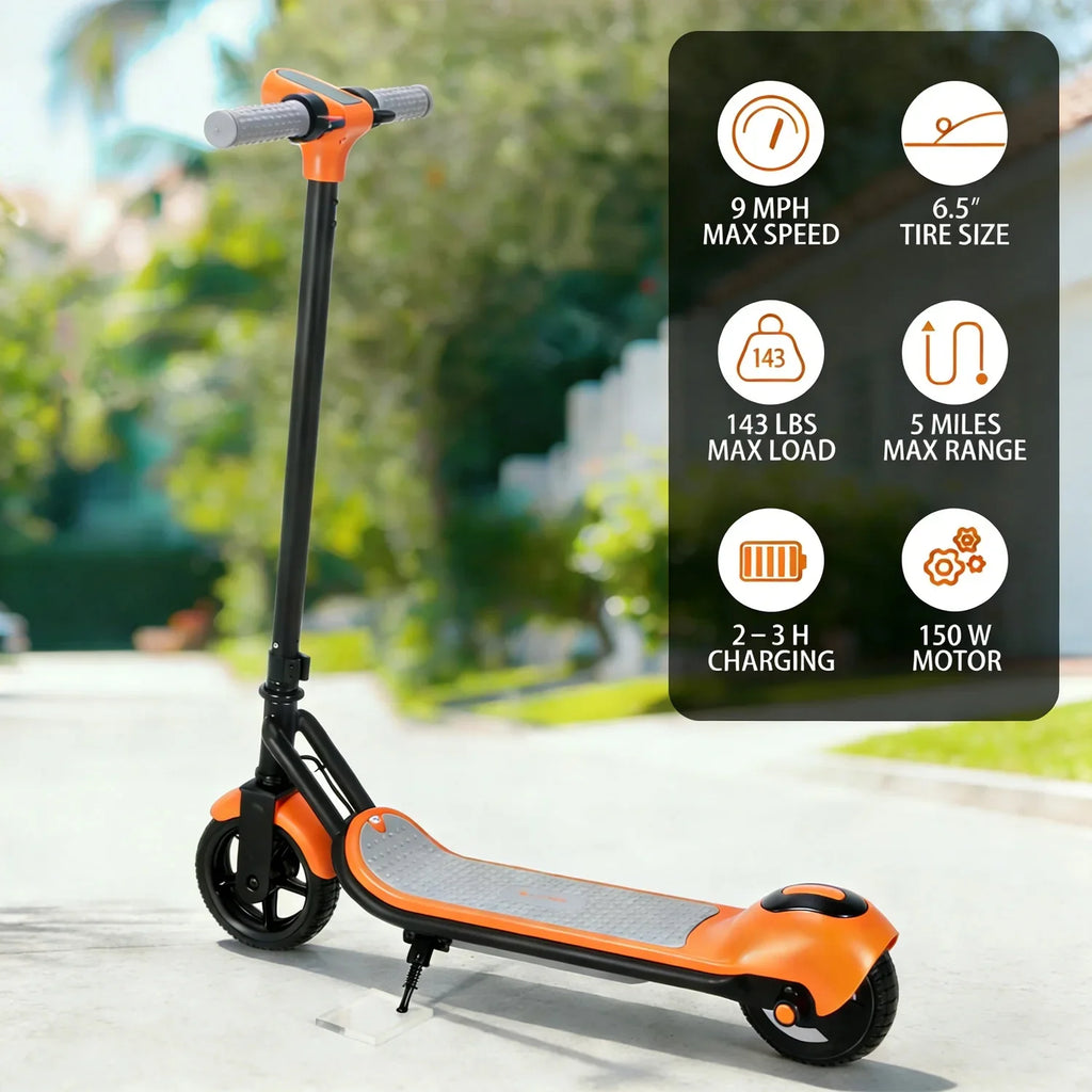Perfect Birthday Gift! Electric Scooter for Kids Ages 6-12 Music Playing E-Scooter with Deck Lights Safe 150W Motor Fun Ride-on