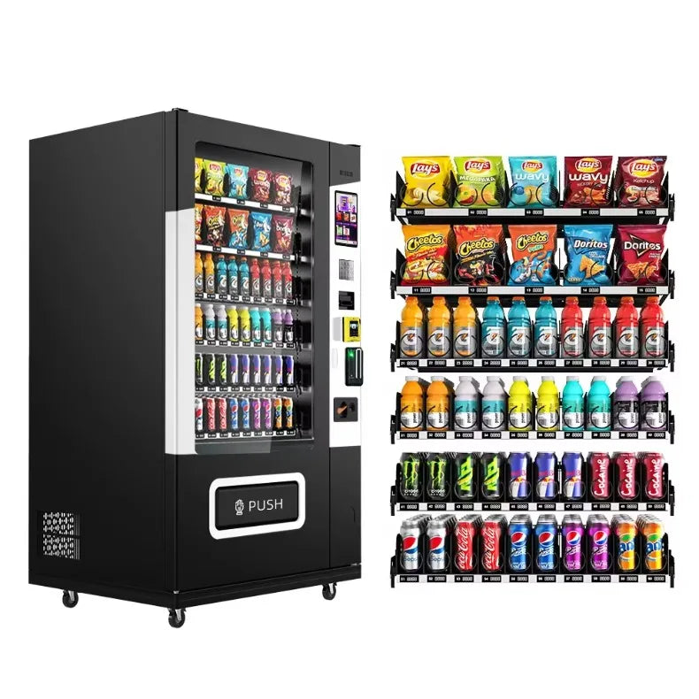 Vending Machine for Foods and Drinks 10 Inch Touch Screen Supports Card Cash and Coin Payment Popular in Europe and America