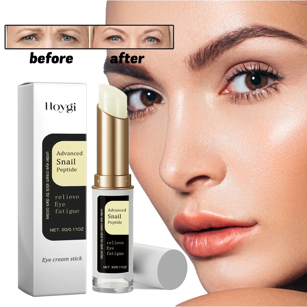 Snail Peptide Eye Cream Stick Reduce Dark Circles Eye Bags Firming Brightener Anti Aging Nourishing Moisturize Eye Cream