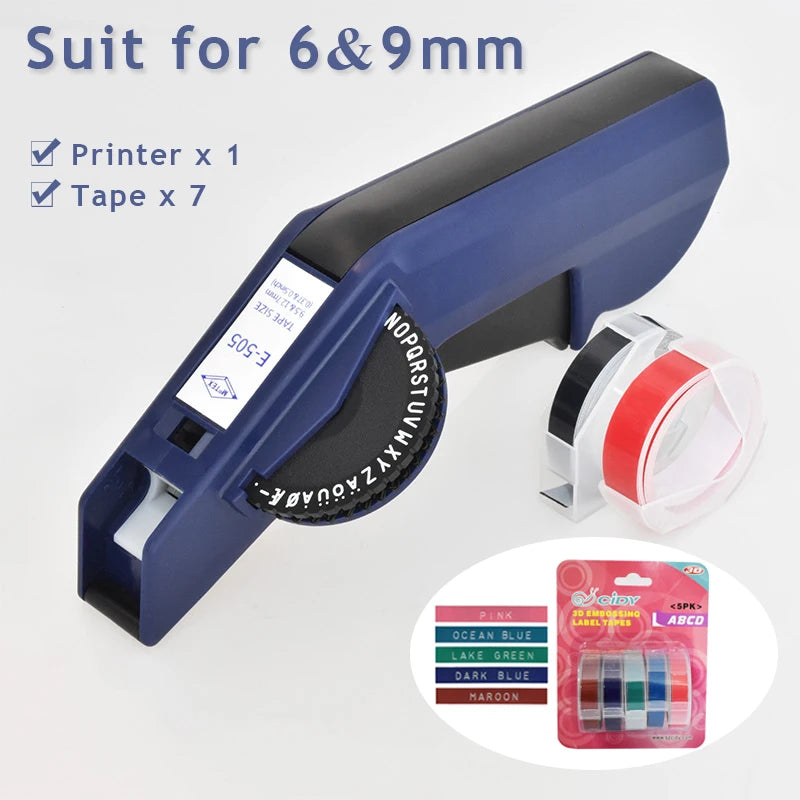 Original Motex E5500 E-505 Manual Label Maker e-5500 Suit For 6/9mm DYMO 3D Embossed Tape Can Replace 1610 12965 1880