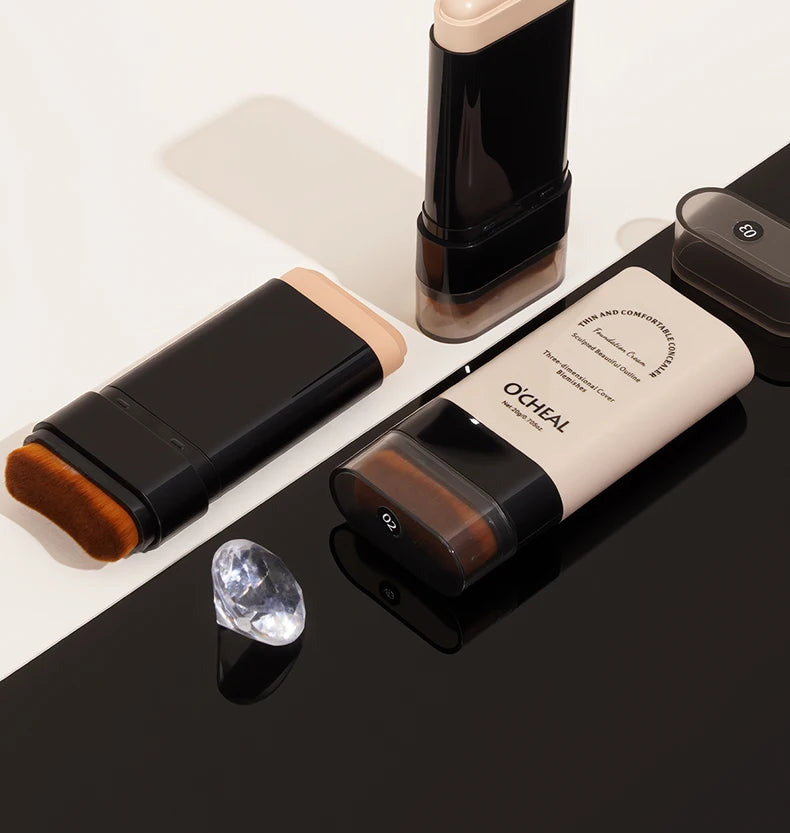 Double-Headed Foundation Make-Up Stick, Waterproof, Set Makeup, conceal, Moisturize, Control Oil, Brighten, No Makeup Transfer