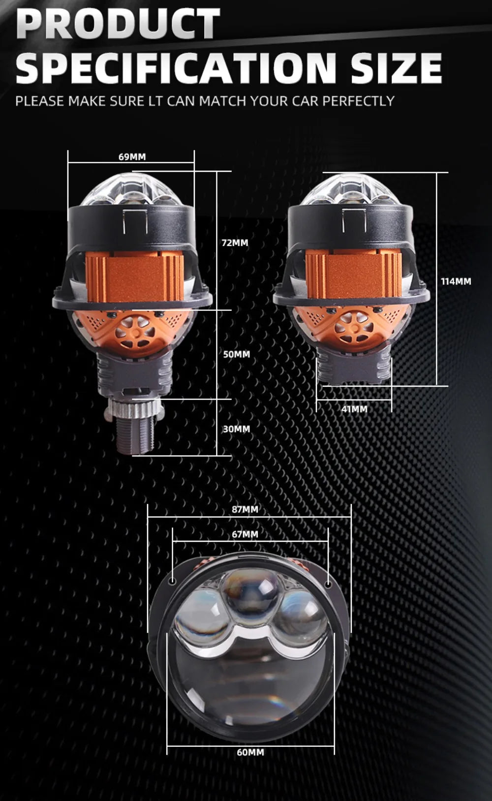 SANVI New 2.5'' Bi LED Projector Lens for Car Angel Eyes Headlight Auto H4 H7 9005 9006 3Auxiliary Light 50W 25680Lux RHD LHD
