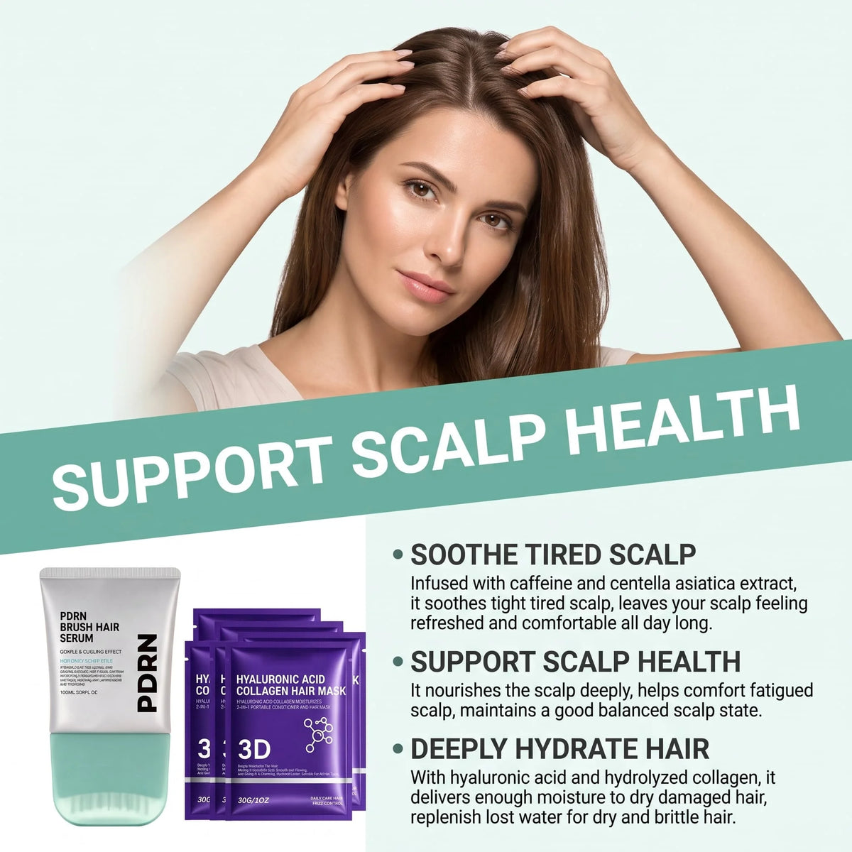Deep Moisturizing Hair Mask With Hyaluronic Acid Collagen Conditioner Scalp Care Essence Set For Dry Damaged Frizzy Hair Smooth