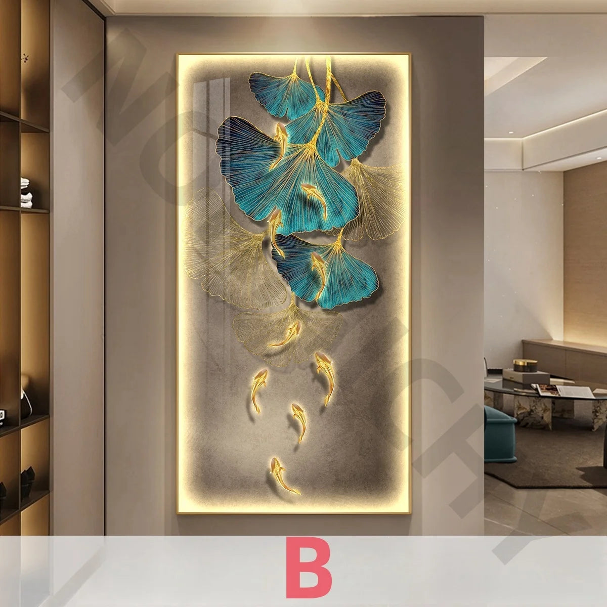 Led Light  Decorate living room dining room  orridor Bedroom staircase Simple Modern Hanging Painting Mural Ginkgo Mural Lamp