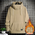 Men's Polar Fleece Sweatshirt Solid Color Street Style Autumn Winter Hood Sports Windproof Oversized High Collar Hoodie 5XL
