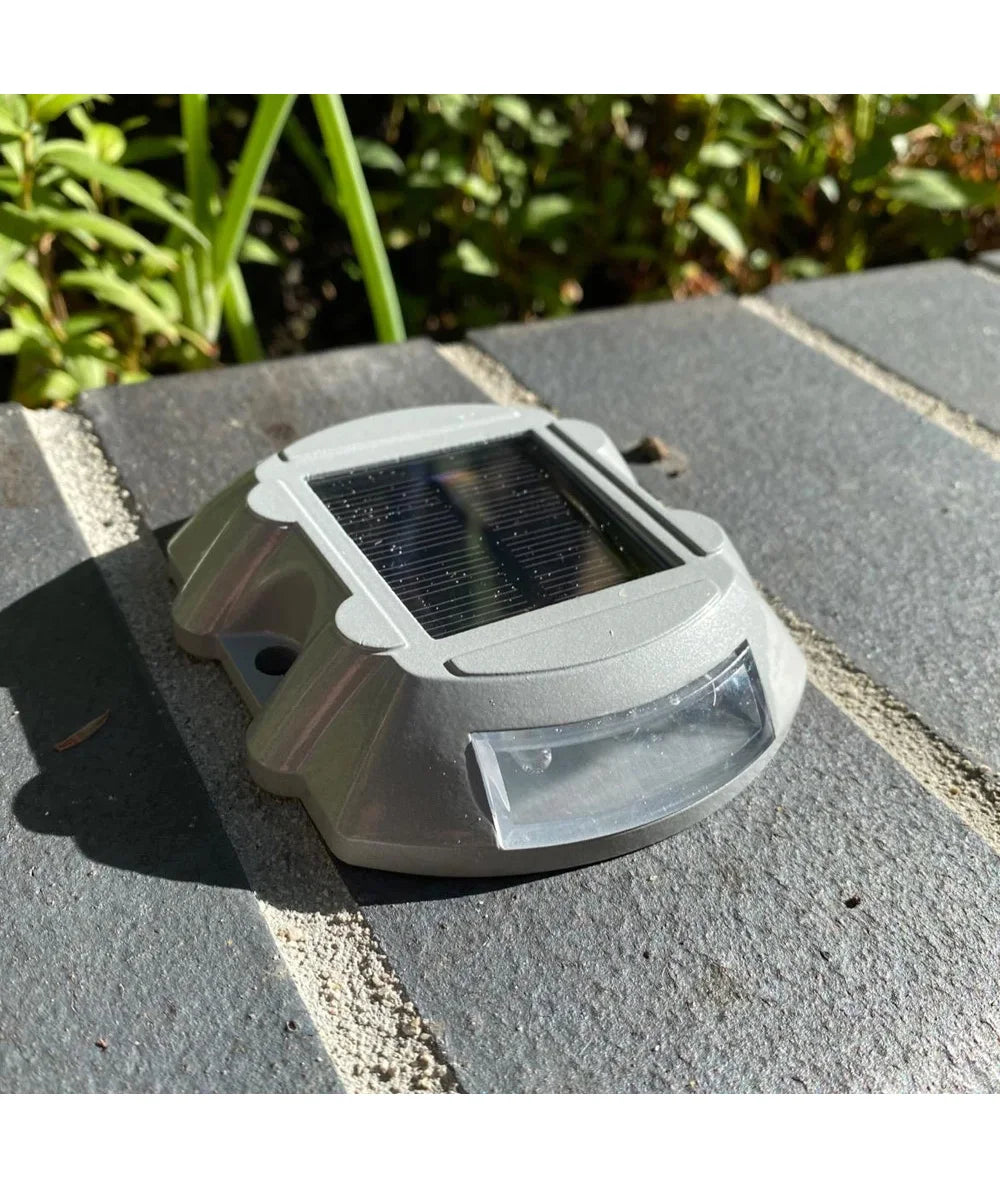 Smart Solar Road Studs with Motion Sensor - 6 LED Auto-Dimming Warning Lights IP68 Waterproof for Driveways/Parking Lots