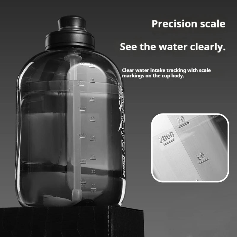 1.8L/2.8L Large Capacity Sport Water Bottle Men's Fitn Cup with Straw Portable Outdoor Big Belly Cup Durable Water Jug for Men