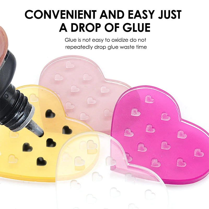 NATUHANA Color Heart Glass Gasket Eyelash Glue Stand Holder Pad Eyelashes Extension Adhesive Pallet Paste Glue Pad Makeup Tool