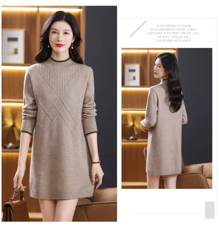 Women's Turtleneck Knitwear Top Long Sleeve Pullover Sweater Woman Clothing Fall Winter Knit Basic Blouse Wool Ladies Sweater