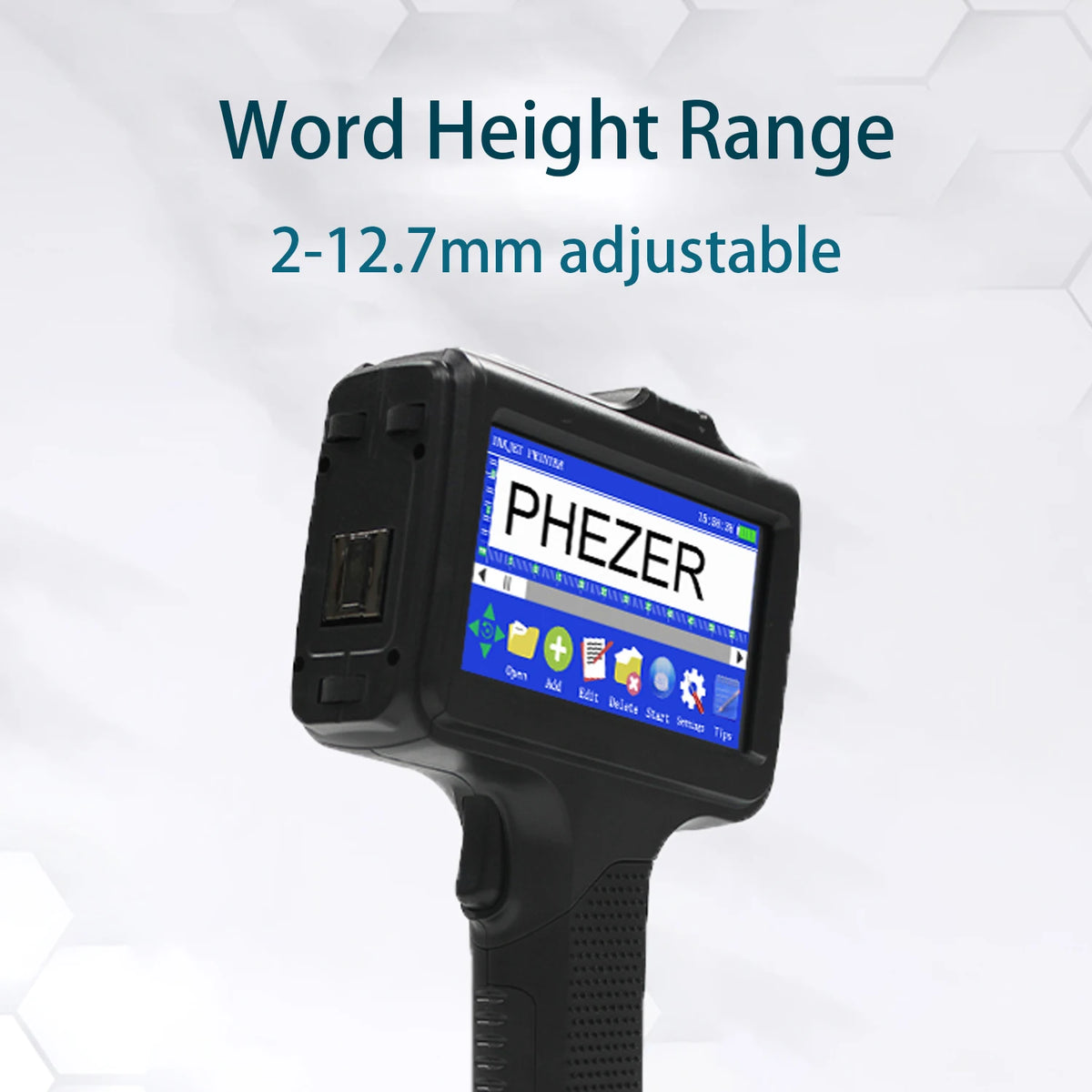 For Hp Phezer 12.7mm Portable P19 Handheld Inkjet Printer Three Colors Printer QR Bar Batch Code Date Number Logo Expiry Date