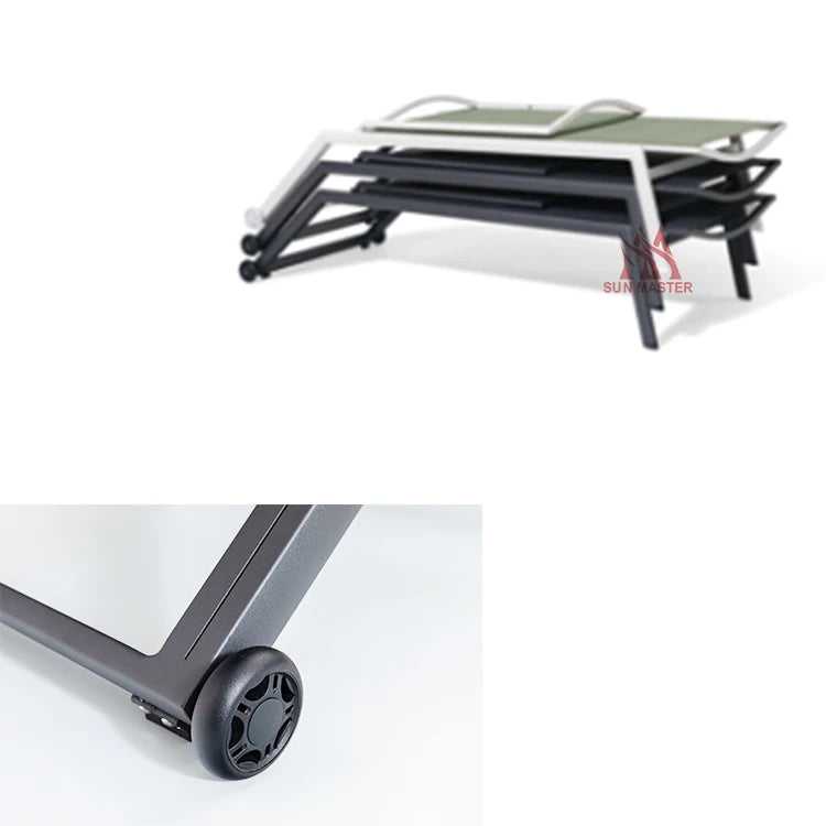 Garden Patio Furniture Adjustable Reclining Aluminum Sunbed Beach Hotel Stackable Outdoor Swimmning Pool Sun Lounger