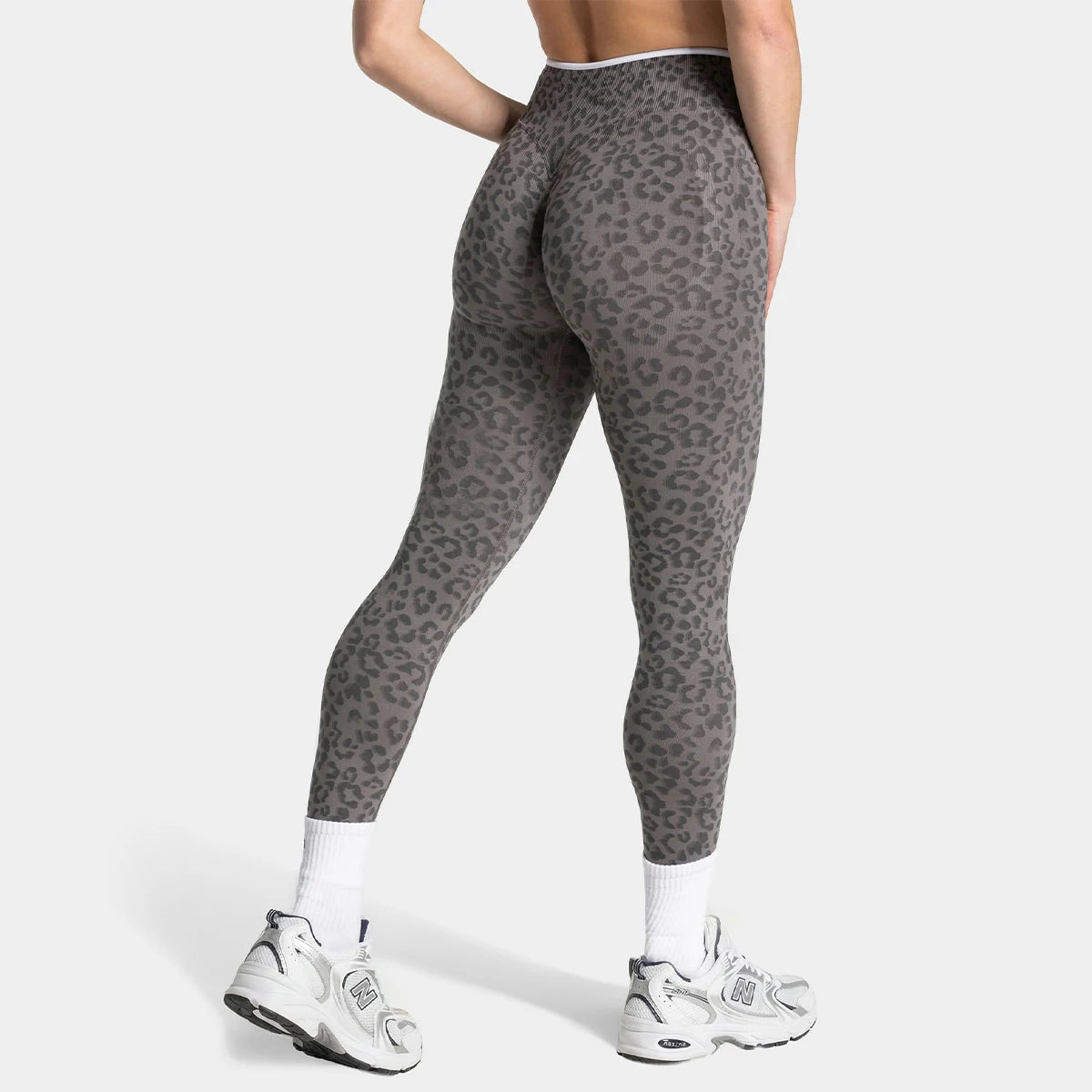 Women's Contrast Color Leopard Print Yoga Pants High Waist Elastic Hip Lifting Quick Dry Breathable Sports Trousers For Gym Runn