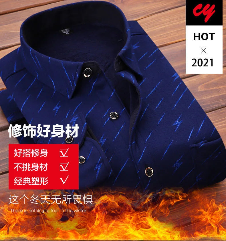 New Design Autumn Winter Warm Plaid Shirts for Men Evening Business Office High Quality Men's Winter Clothing Fashion Tops 2026