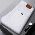 Men's White Jeans Fashionable Straight Business Casual Stretch Denim Pants Classic Fit Solid Color Comfortable All Season Pants
