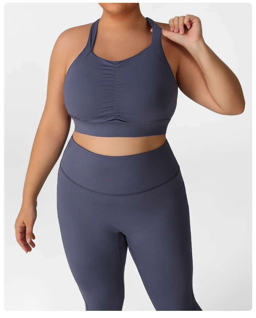 Plus Size Women Yoga 2 Piece Set Y Back Sports Bra High Waist Scrunch Butt Leggings Gym Set Fitness Workout Activewear Outfit