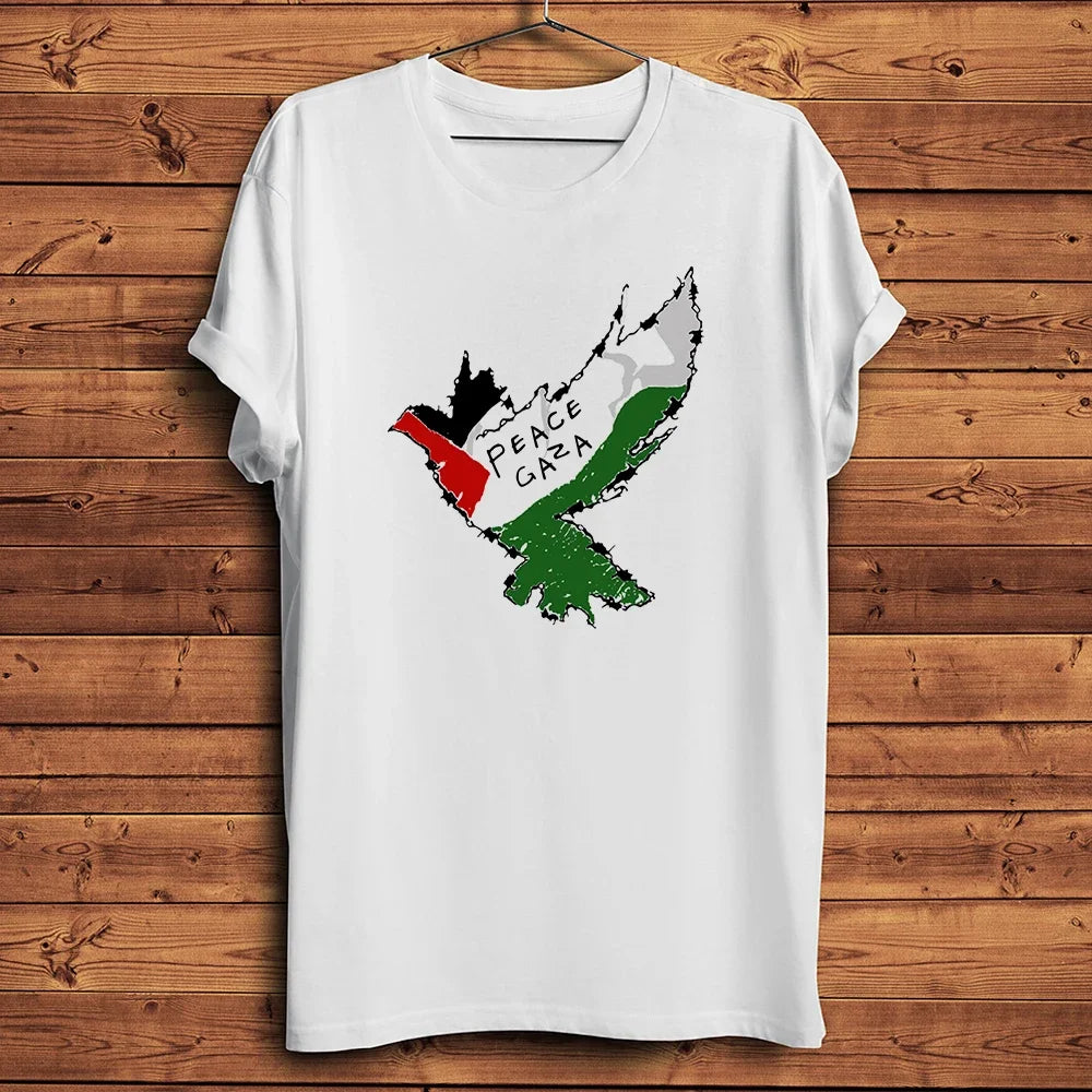 Peace Dove of Gaza Symbol TShirt,Homme Short Sleeve Daily Casual T Shirt,Unisex Tee,Streetwear,Breathable Print