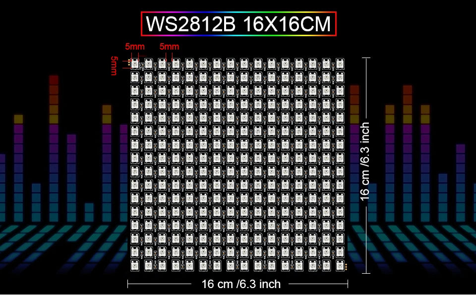 WS2812B RGB 16x16 8x32 Pixel Panel Screen 1-5 Pcs 256 Pixels WS2812B ECO Individually Addressable Digital Flexible Programmed 5V