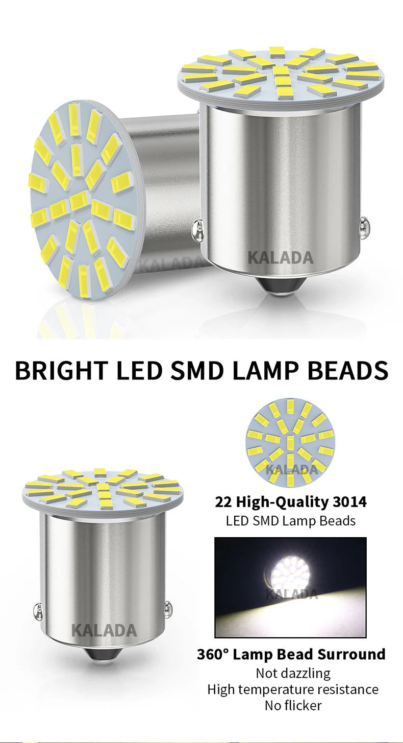 10pcs 24V LED Car Light 1156 BA15S 1157 BAY15D Lighting 22*3014SMD For Truck BUS DRL Daytime Running Bulb Tail Signal Lamp White