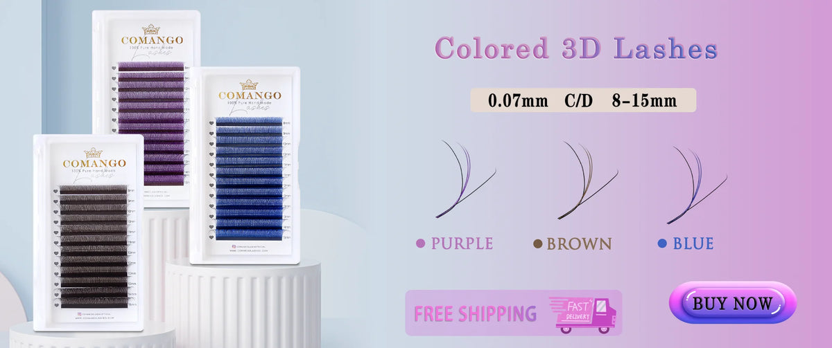 CoMango Luxury Fox Eye Brown Eyelash for Extension 5D Pre-made Lash Bundles 7-14mm Colorful False Eyelash