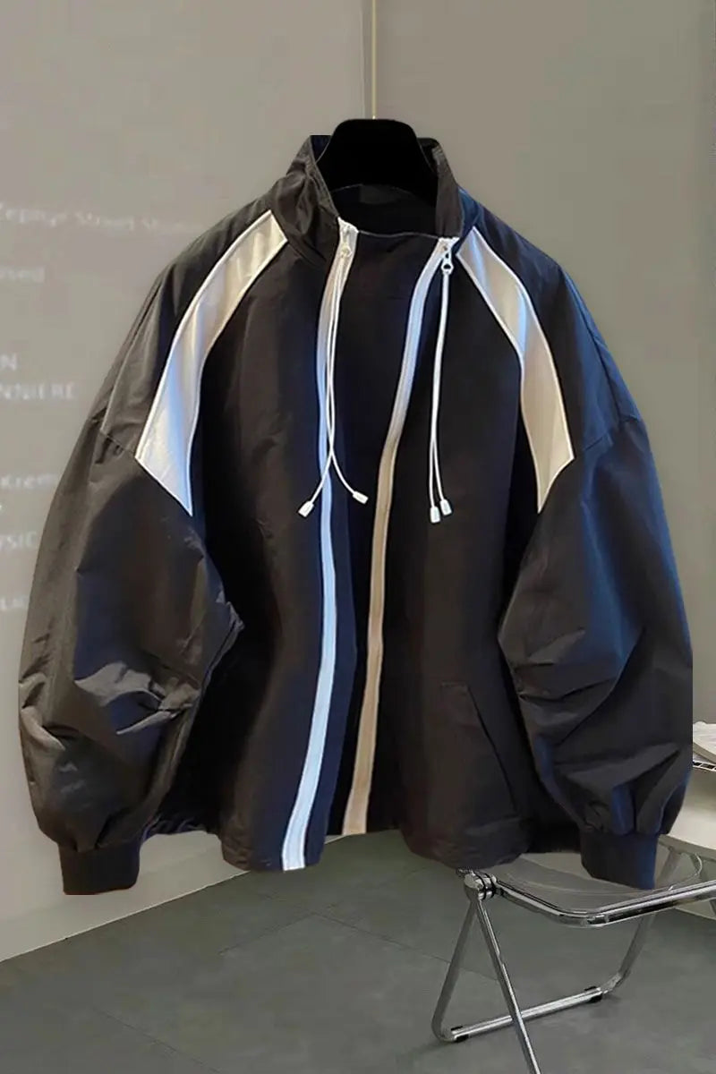 Casual Two Zippers Windbreaker for Women Loose Stand Collar Thin Outdoor Jacekts Women Spring Autumn Wind Jacekts Outerwears